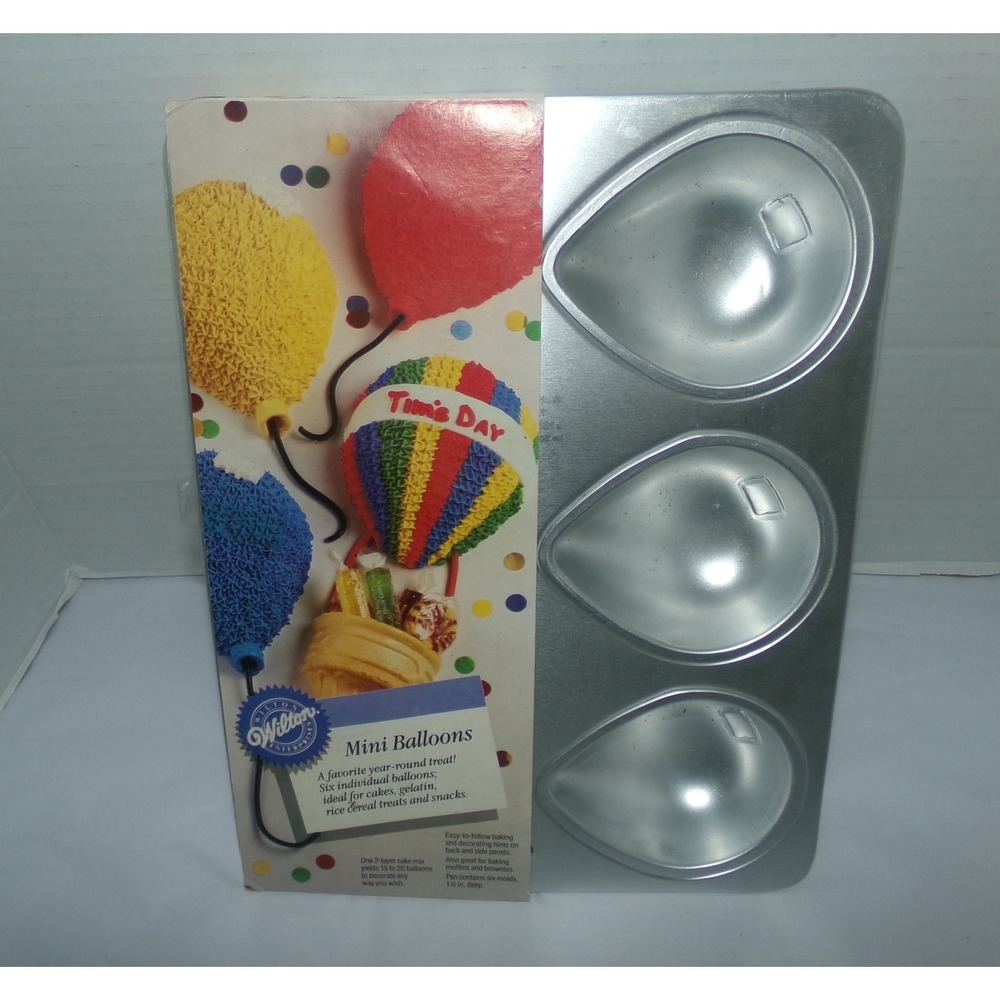Vintage Wilton Mini Balloons Cake Pan 6 Cavity Aluminum 2105-2024 1992 Mold